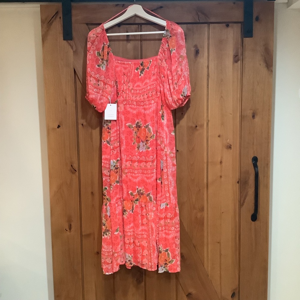 NWT LC Lauren Conrad Pleated Bodice Squareneck Midi Dress M - Picture 5 of 12